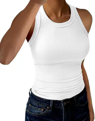 GKBK Women's High Neck Ribbed Tank Top