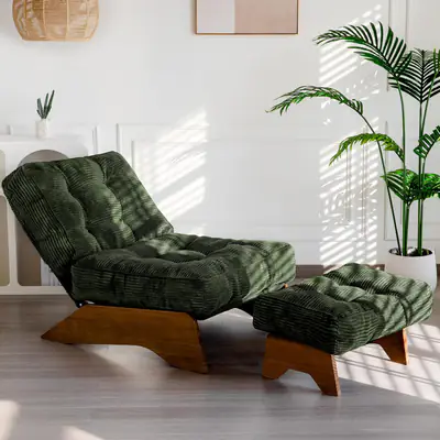 MAXYOYO Tufted Accent Chair with Ottoman